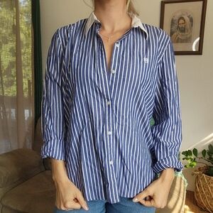 Chaps Striped Button Down Long Sleeve Size XL